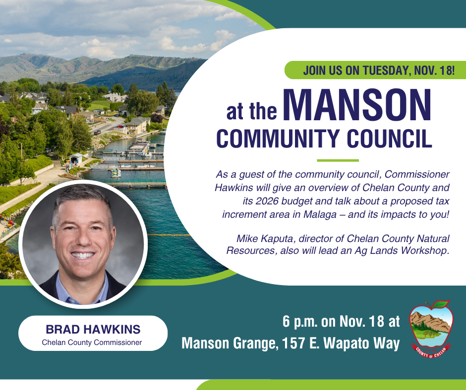 Commissioner Hawkins to speak at Manson Community Council
