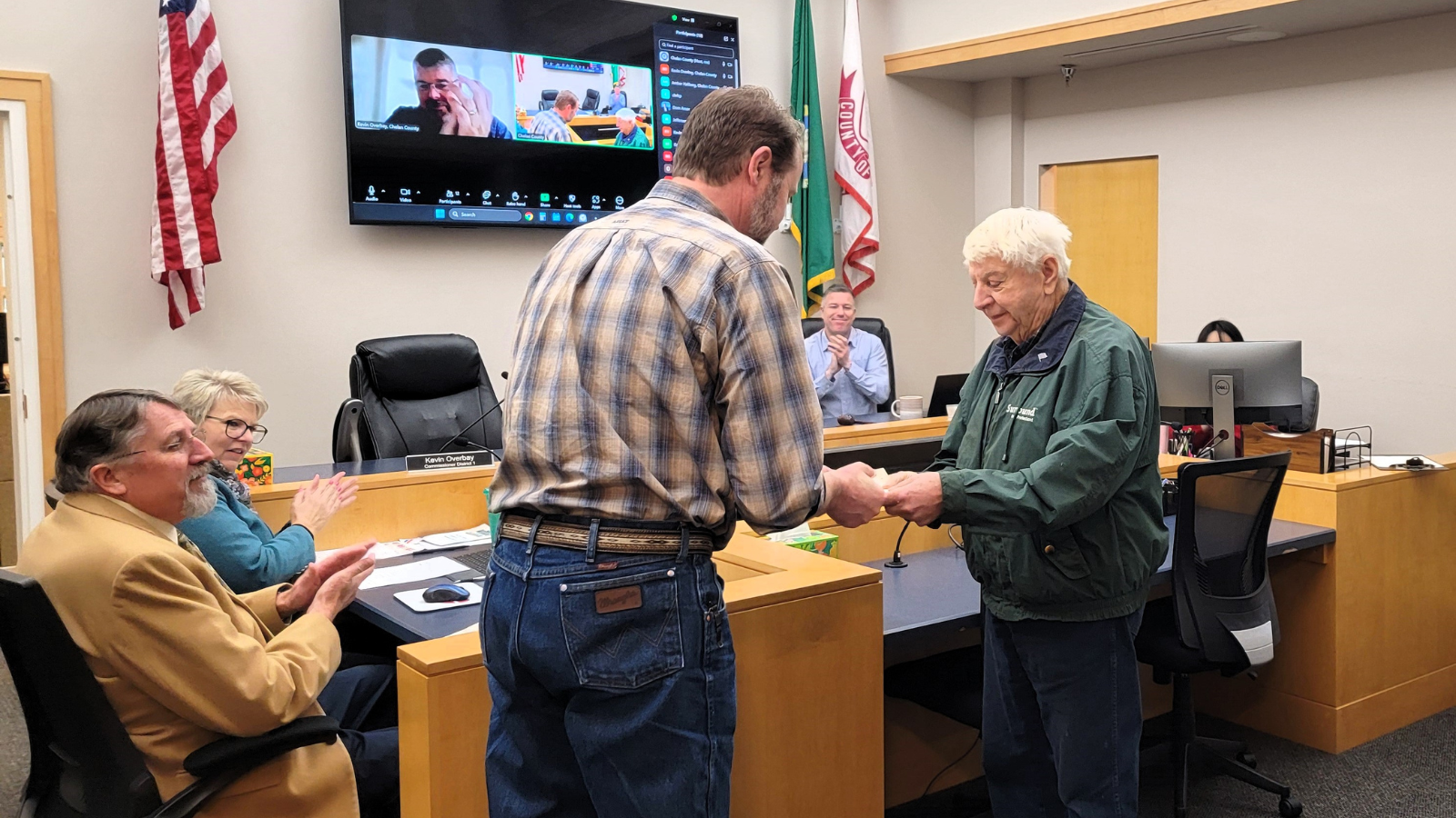 Grentz, Johnson honored for decades of service to county's Noxious Weed Control Board